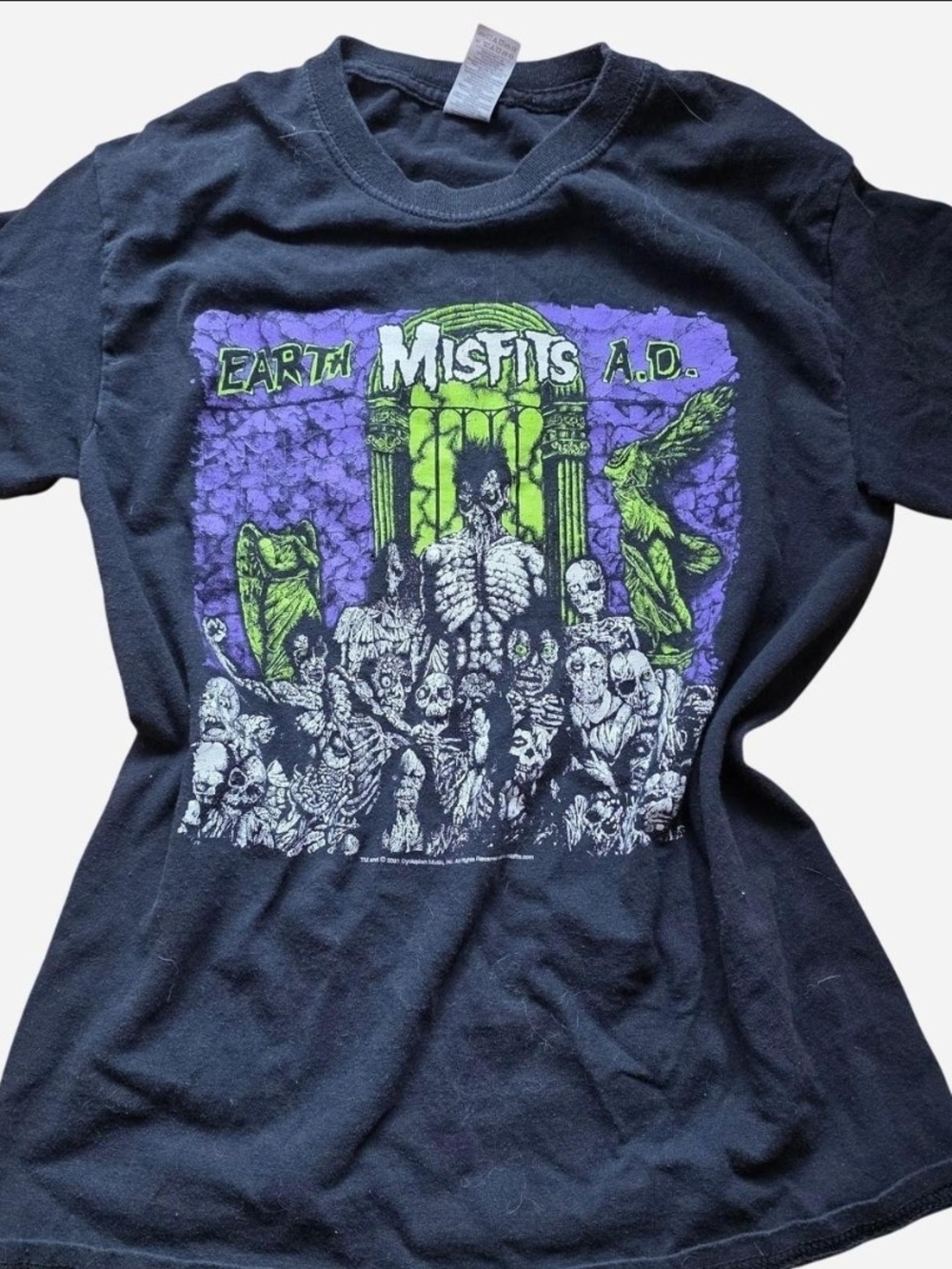 Earth A.D. Graphic Tee - Black with Purple & Neon Green Print